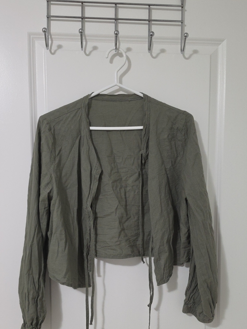Olive Green Women's Open Front Jacket